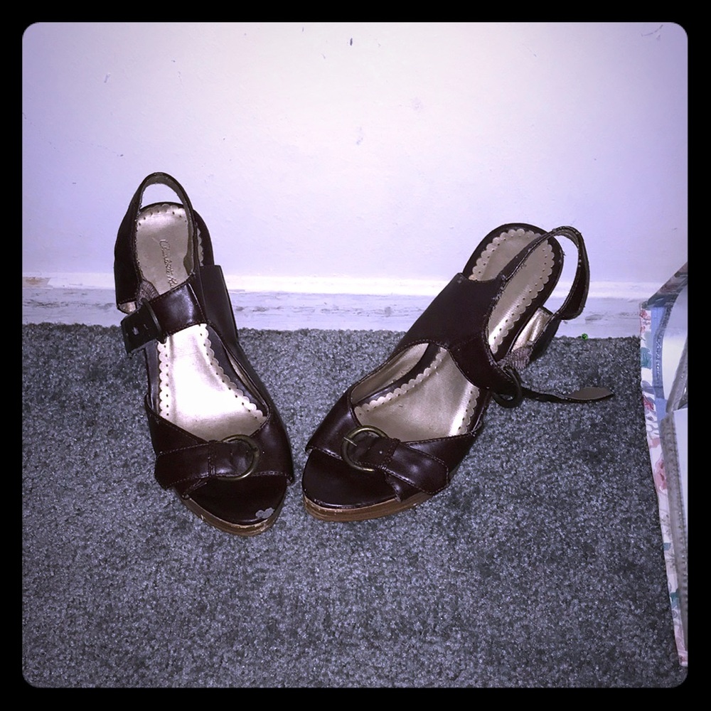 Brown wedge heels